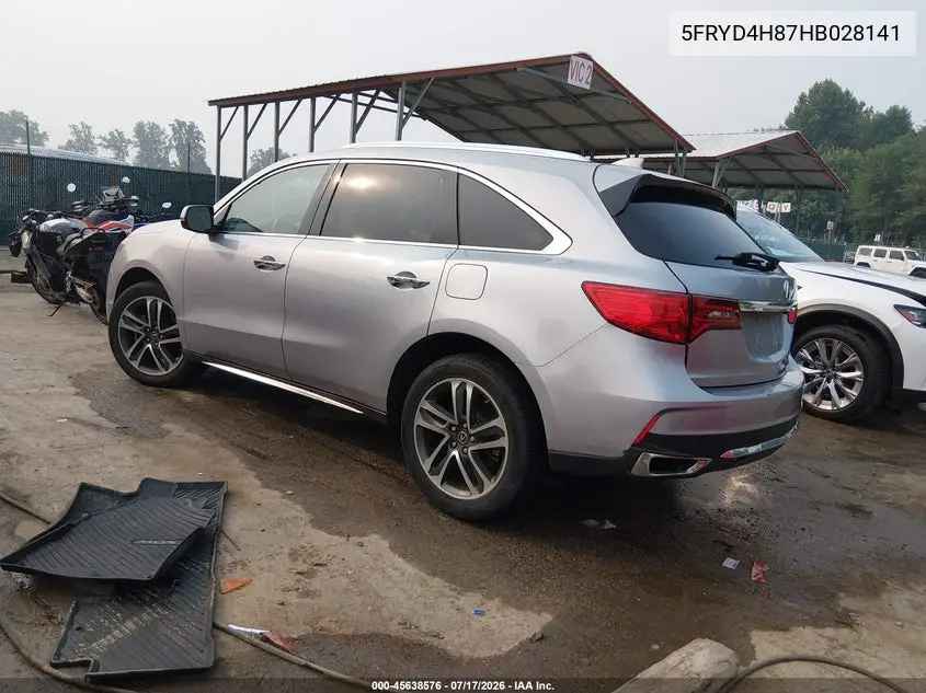 2017 Acura Mdx Advance Package VIN: 5FRYD4H87HB028141 Lot: 45638576