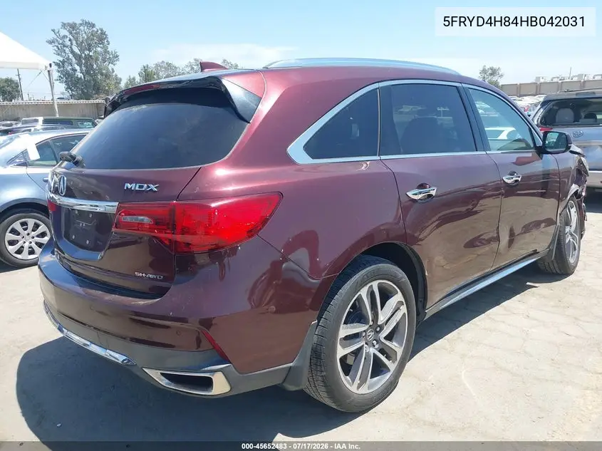 2017 Acura Mdx Advance Package VIN: 5FRYD4H84HB042031 Lot: 45652483