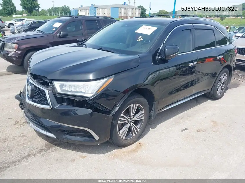 2018 Acura Mdx VIN: 5J8YD4H39JL007320 Lot: 45245897