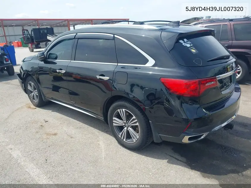 2018 Acura Mdx VIN: 5J8YD4H39JL007320 Lot: 45245897