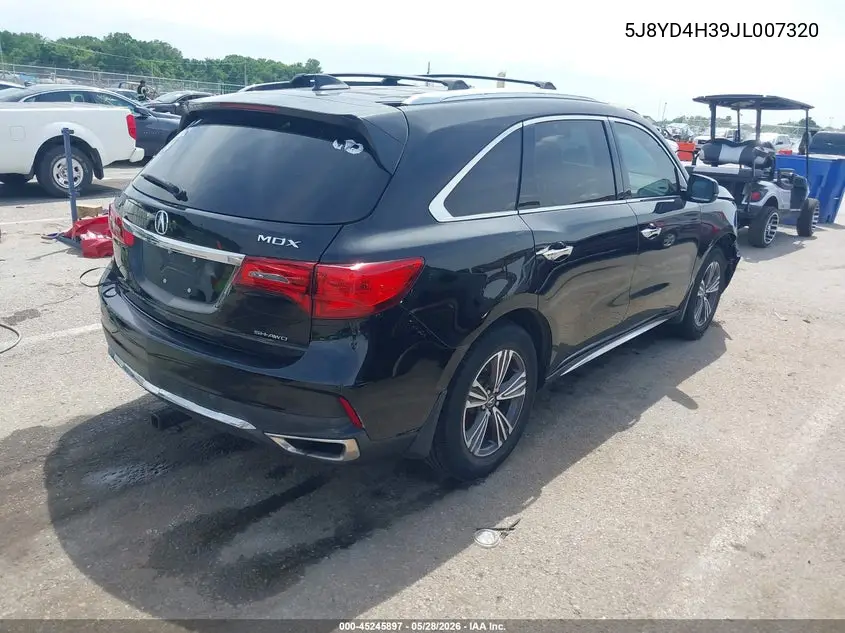 2018 Acura Mdx VIN: 5J8YD4H39JL007320 Lot: 45245897