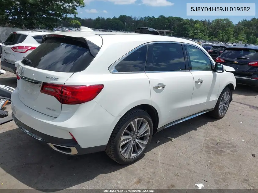 2018 Acura Mdx Technology Package Acurawatch Plus Pkg VIN: 5J8YD4H59JL019582 Lot: 45537632