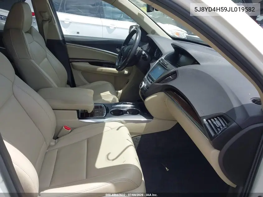 2018 Acura Mdx Technology Package Acurawatch Plus Pkg VIN: 5J8YD4H59JL019582 Lot: 45537632