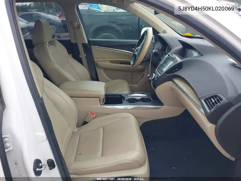 2019 Acura Mdx Tech Pkg VIN: 5J8YD4H50KL020069 Lot: 45217887