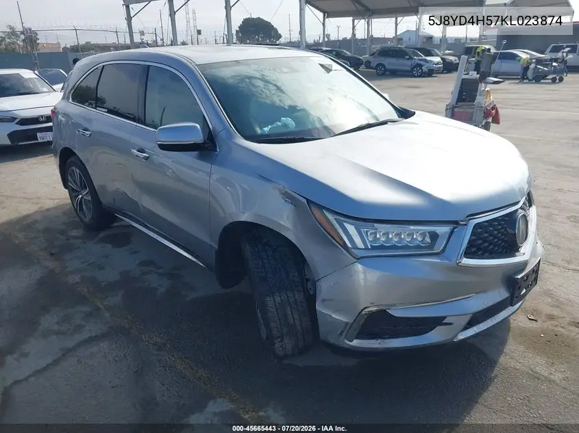 2019 Acura Mdx Tech Pkg VIN: 5J8YD4H57KL023874 Lot: 45665443