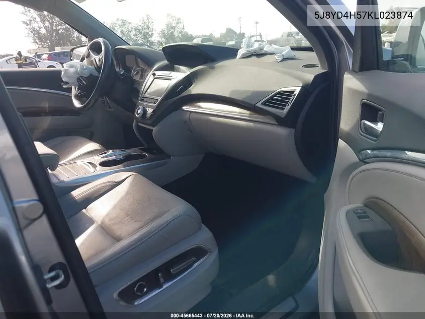 2019 Acura Mdx Tech Pkg VIN: 5J8YD4H57KL023874 Lot: 45665443