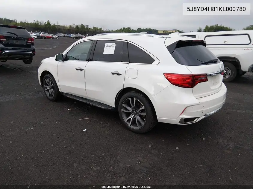 2019 Acura Mdx Advance Pkg VIN: 5J8YD4H81KL000780 Lot: 45688701