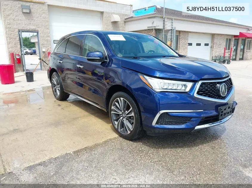 2020 Acura Mdx Technology Package VIN: 5J8YD4H51LL037500 Lot: 45493913