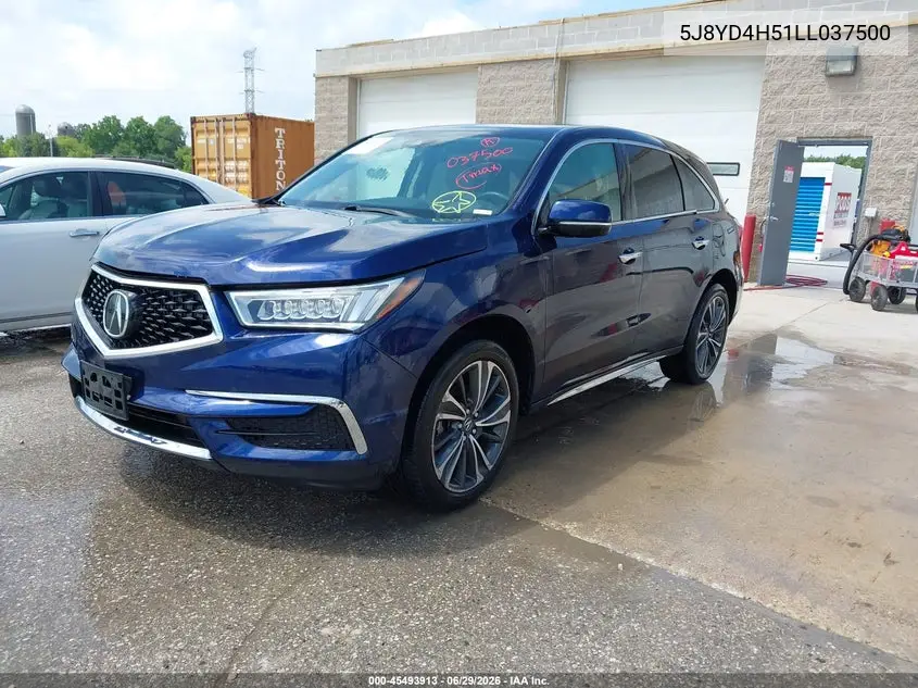2020 Acura Mdx Technology Package VIN: 5J8YD4H51LL037500 Lot: 45493913