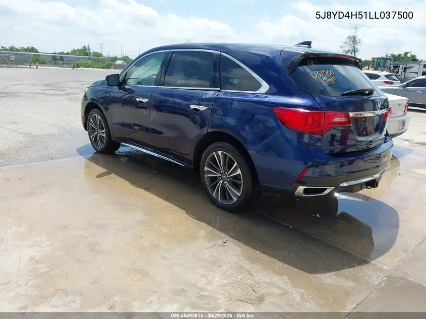 2020 Acura Mdx Technology Package VIN: 5J8YD4H51LL037500 Lot: 45493913