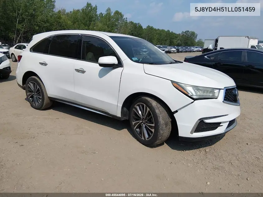 2020 Acura Mdx Technology Package VIN: 5J8YD4H51LL051459 Lot: 45544895