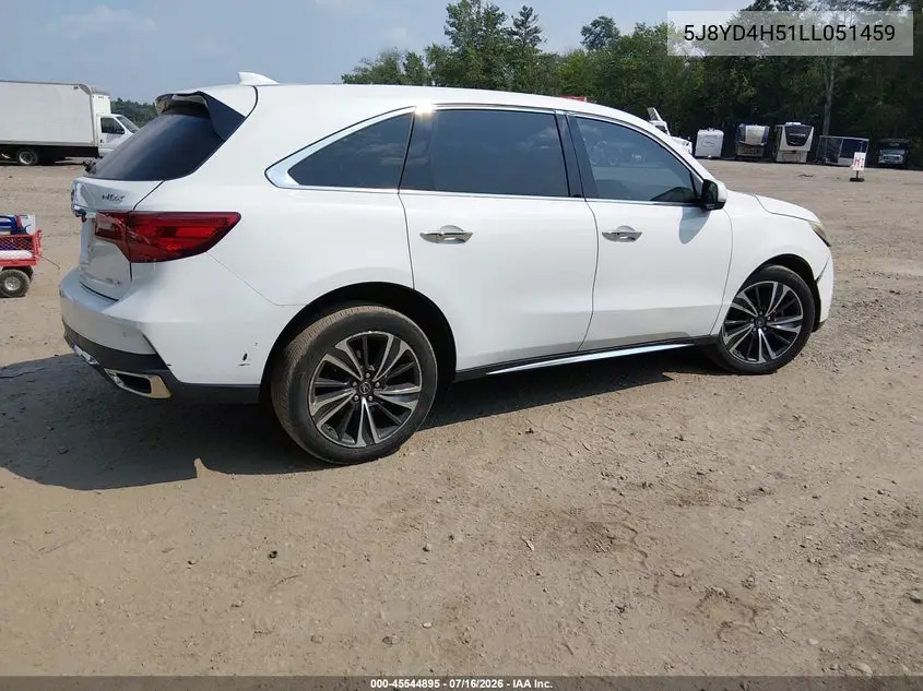 2020 Acura Mdx Technology Package VIN: 5J8YD4H51LL051459 Lot: 45544895