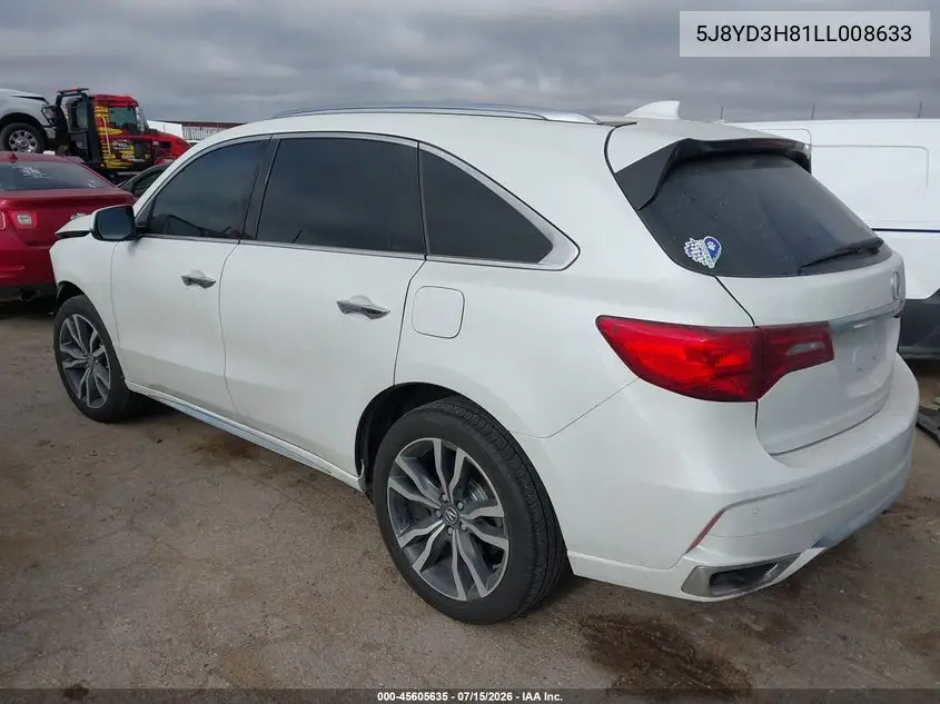 2020 Acura Mdx Advance Package VIN: 5J8YD3H81LL008633 Lot: 45605635