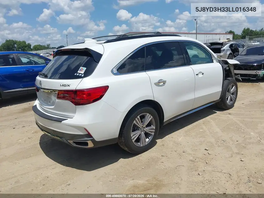 2020 Acura Mdx Standard VIN: 5J8YD3H33LL016348 Lot: 45660070