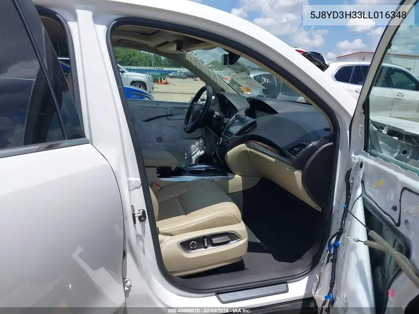 2020 Acura Mdx Standard VIN: 5J8YD3H33LL016348 Lot: 45660070