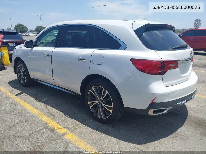 2020 Acura Mdx Technology Package VIN: 5J8YD3H55LL000525 Lot: 45667776