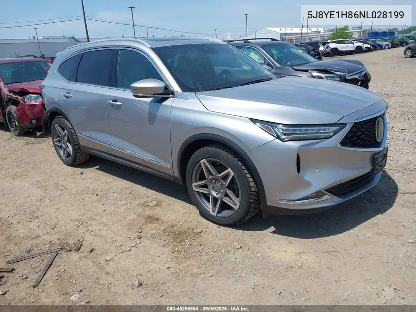 2022 Acura Mdx Advance Package VIN: 5J8YE1H86NL028199 Lot: 45295554