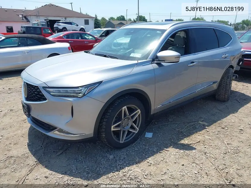 2022 Acura Mdx Advance Package VIN: 5J8YE1H86NL028199 Lot: 45295554