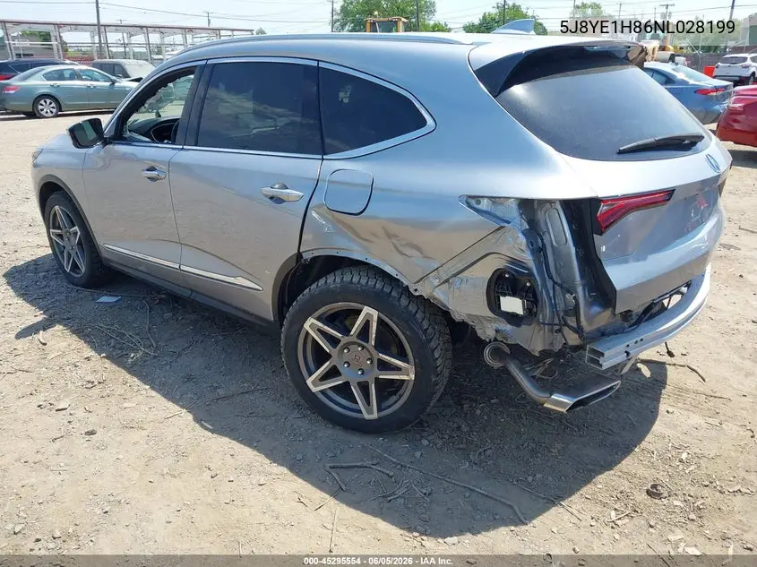 2022 Acura Mdx Advance Package VIN: 5J8YE1H86NL028199 Lot: 45295554