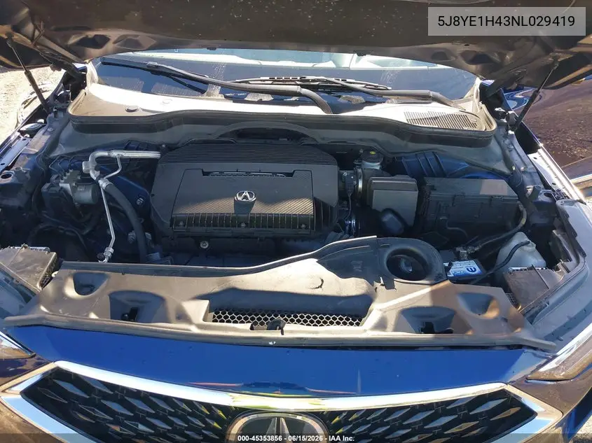2022 Acura Mdx Technology Package VIN: 5J8YE1H43NL029419 Lot: 45353856