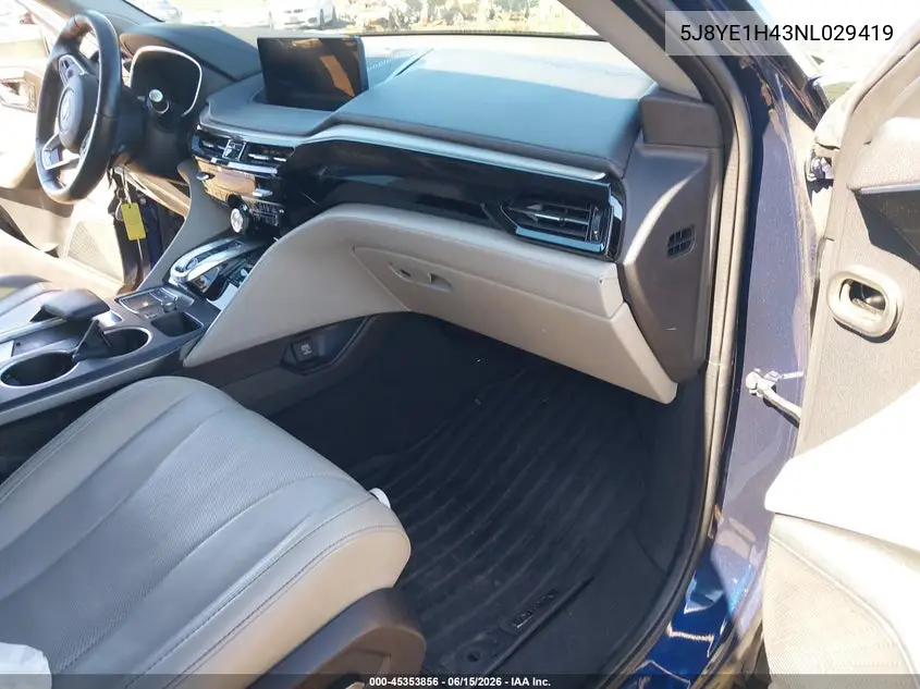 2022 Acura Mdx Technology Package VIN: 5J8YE1H43NL029419 Lot: 45353856