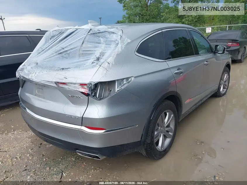 2022 Acura Mdx Standard VIN: 5J8YE1H37NL003025 Lot: 45357189