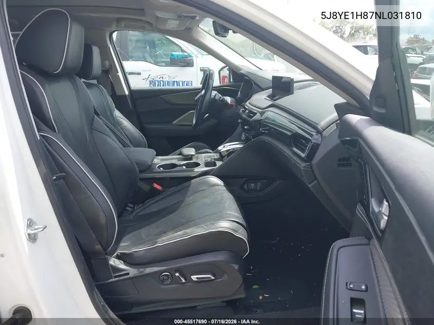 2022 Acura Mdx Advance Package VIN: 5J8YE1H87NL031810 Lot: 45517690