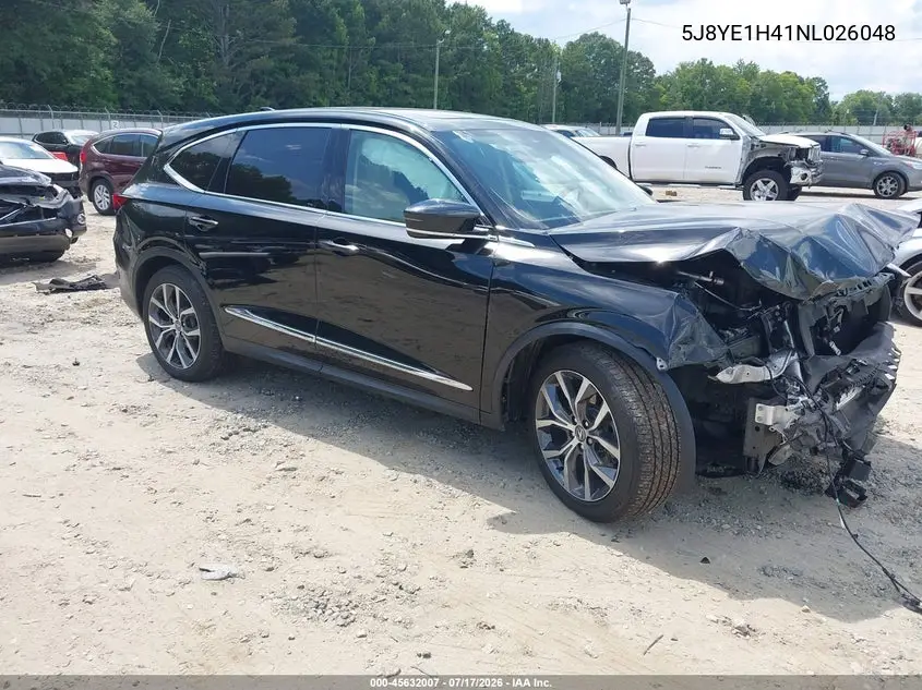 2022 Acura Mdx Technology Package VIN: 5J8YE1H41NL026048 Lot: 45632007