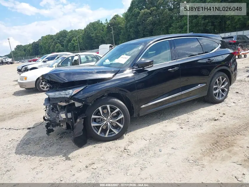 2022 Acura Mdx Technology Package VIN: 5J8YE1H41NL026048 Lot: 45632007