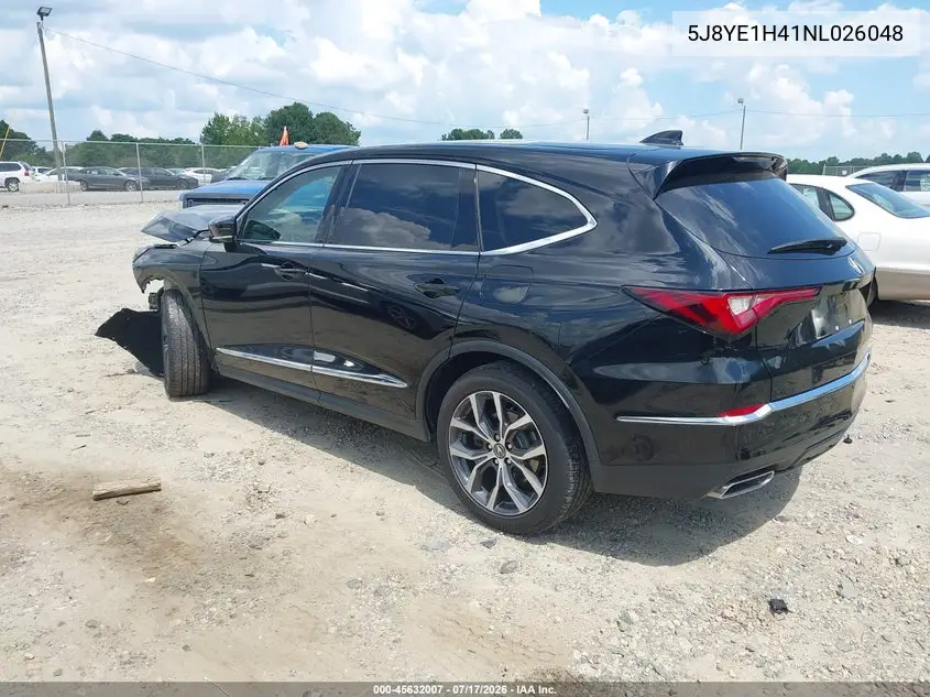 2022 Acura Mdx Technology Package VIN: 5J8YE1H41NL026048 Lot: 45632007