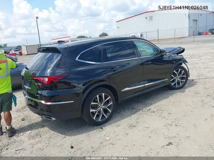 2022 Acura Mdx Technology Package VIN: 5J8YE1H41NL026048 Lot: 45632007