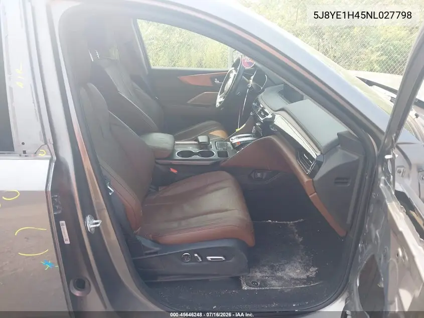 2022 Acura Mdx Technology Package VIN: 5J8YE1H45NL027798 Lot: 45646248
