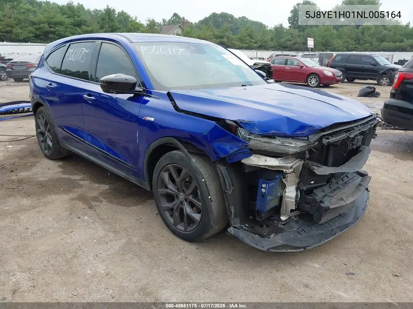 2022 Acura Mdx A-Spec Package VIN: 5J8YE1H01NL005164 Lot: 45661175