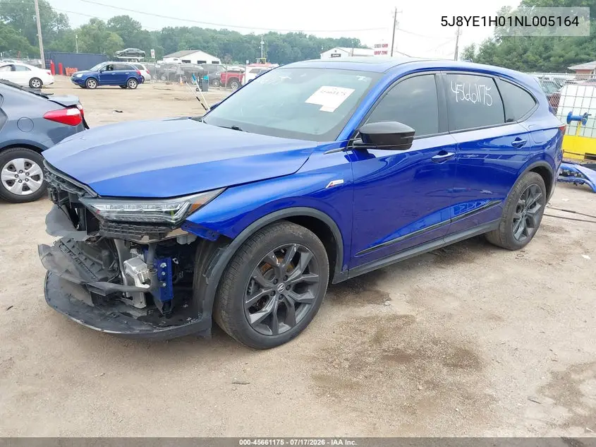 2022 Acura Mdx A-Spec Package VIN: 5J8YE1H01NL005164 Lot: 45661175