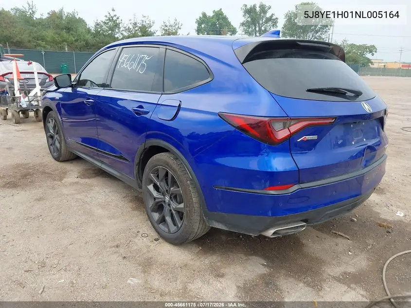 2022 Acura Mdx A-Spec Package VIN: 5J8YE1H01NL005164 Lot: 45661175