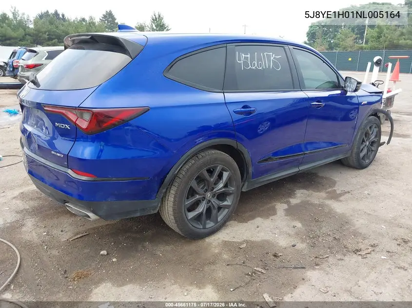 2022 Acura Mdx A-Spec Package VIN: 5J8YE1H01NL005164 Lot: 45661175