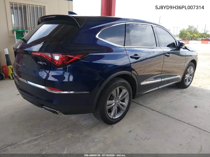 2023 Acura Mdx Standard VIN: 5J8YD9H36PL007314 Lot: 45655139
