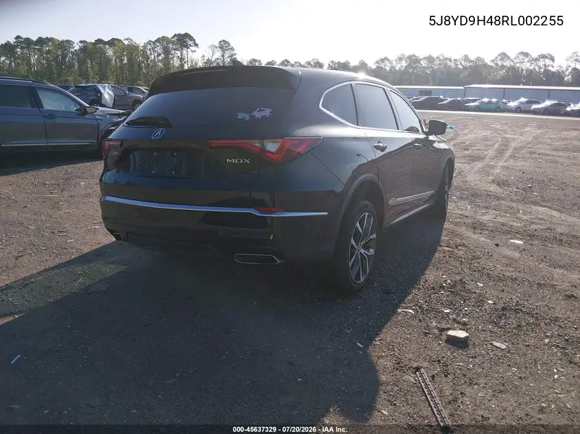 2024 Acura Mdx Technology Package VIN: 5J8YD9H48RL002255 Lot: 45637329