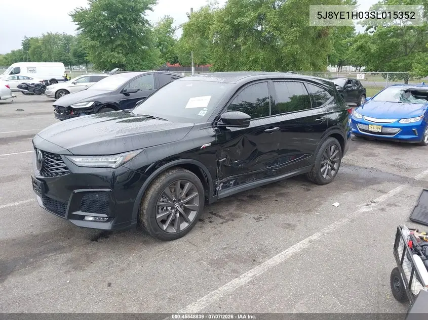 2025 Acura Mdx A-Spec VIN: 5J8YE1H03SL015352 Lot: 45548839