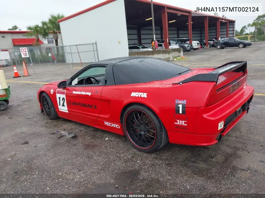 1991 Acura Nsx VIN: JH4NA1157MT002124 Lot: 45211954