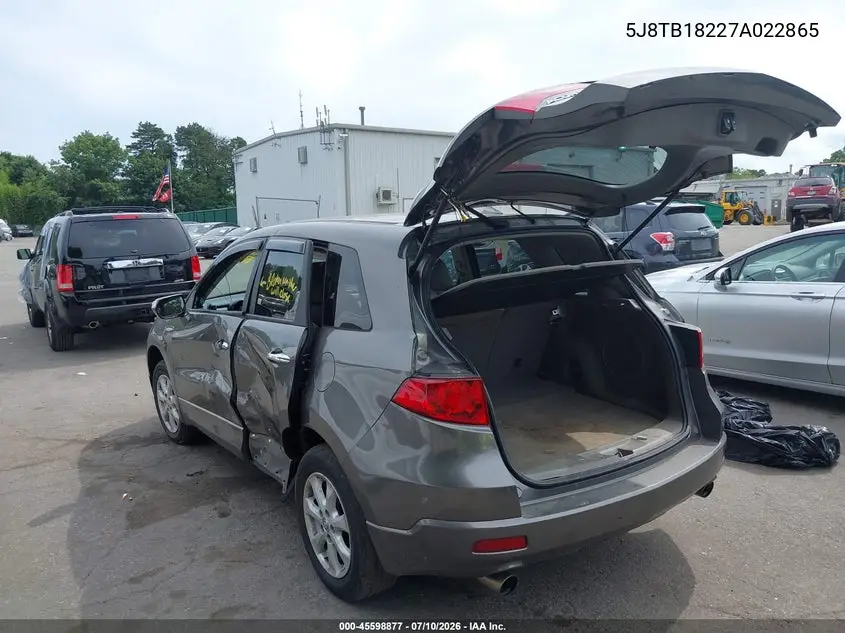 2007 Acura Rdx VIN: 5J8TB18227A022865 Lot: 45598877