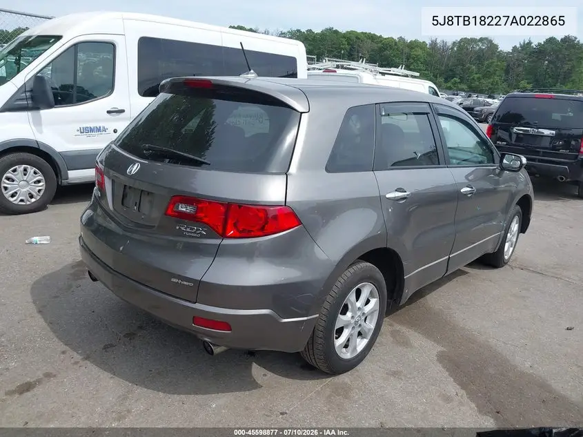 2007 Acura Rdx VIN: 5J8TB18227A022865 Lot: 45598877