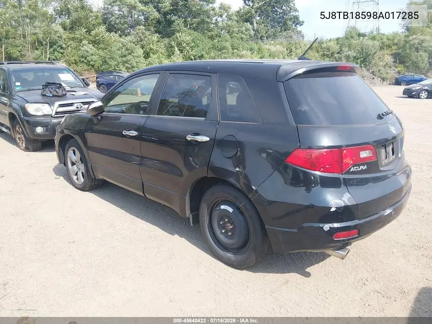 2008 Acura Rdx VIN: 5J8TB18598A017285 Lot: 45640422