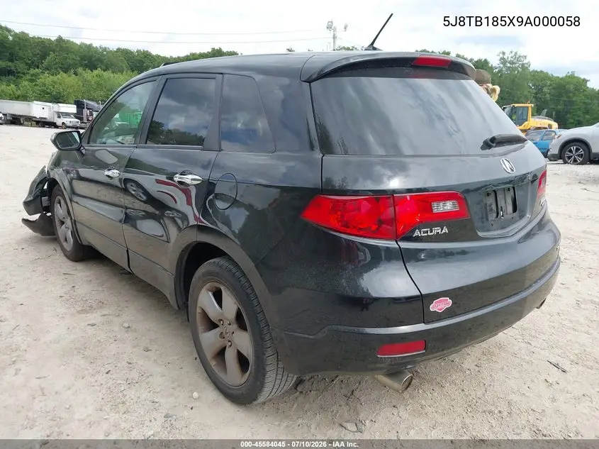 2009 Acura Rdx VIN: 5J8TB185X9A000058 Lot: 45584045