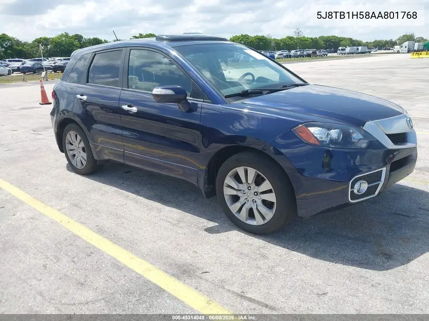 2010 Acura Rdx VIN: 5J8TB1H58AA801768 Lot: 45314048