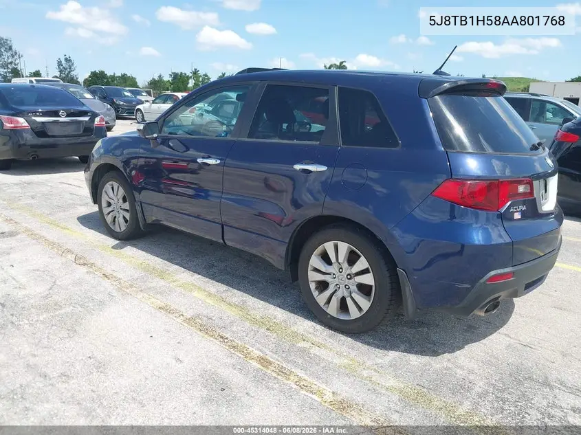 2010 Acura Rdx VIN: 5J8TB1H58AA801768 Lot: 45314048