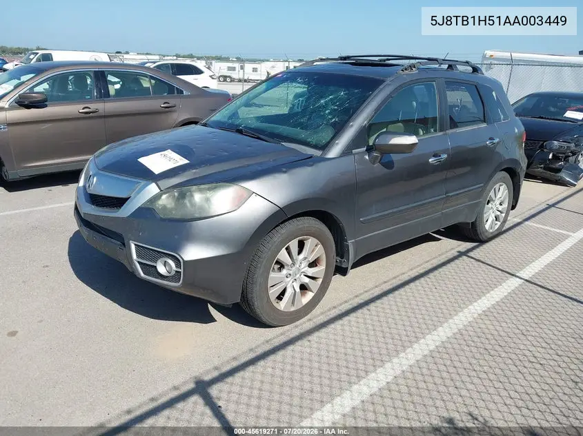 2010 Acura Rdx VIN: 5J8TB1H51AA003449 Lot: 45619271