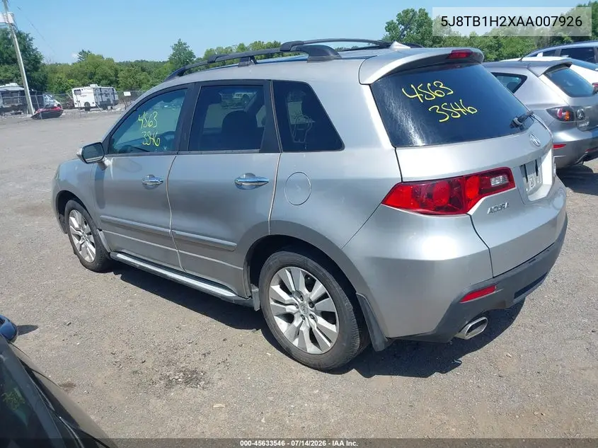 2010 Acura Rdx VIN: 5J8TB1H2XAA007926 Lot: 45633546