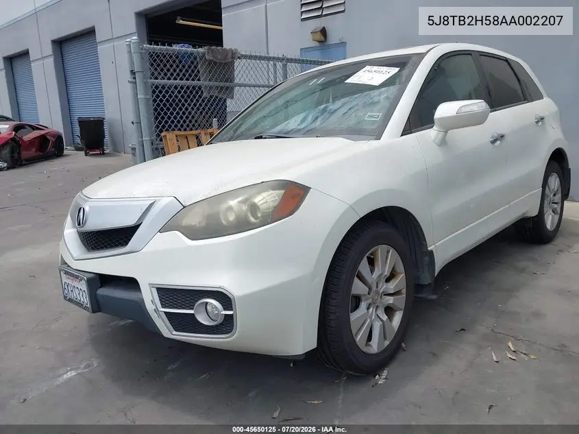 2010 Acura Rdx VIN: 5J8TB2H58AA002207 Lot: 45650125