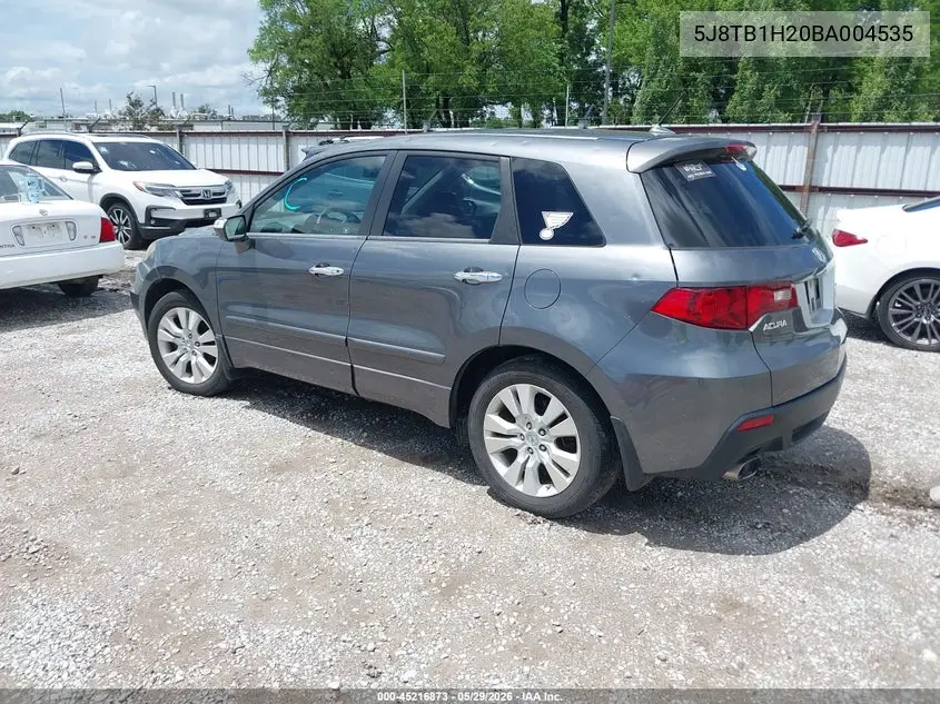 2011 Acura Rdx VIN: 5J8TB1H20BA004535 Lot: 45216873